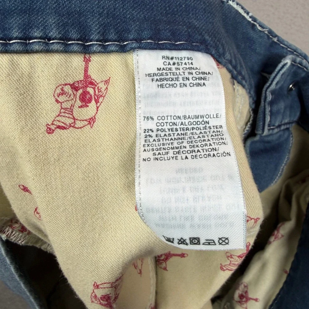 True Religion Section Slim Mens Jeans 40 Medium Wash White Contrast Stitch Blue
